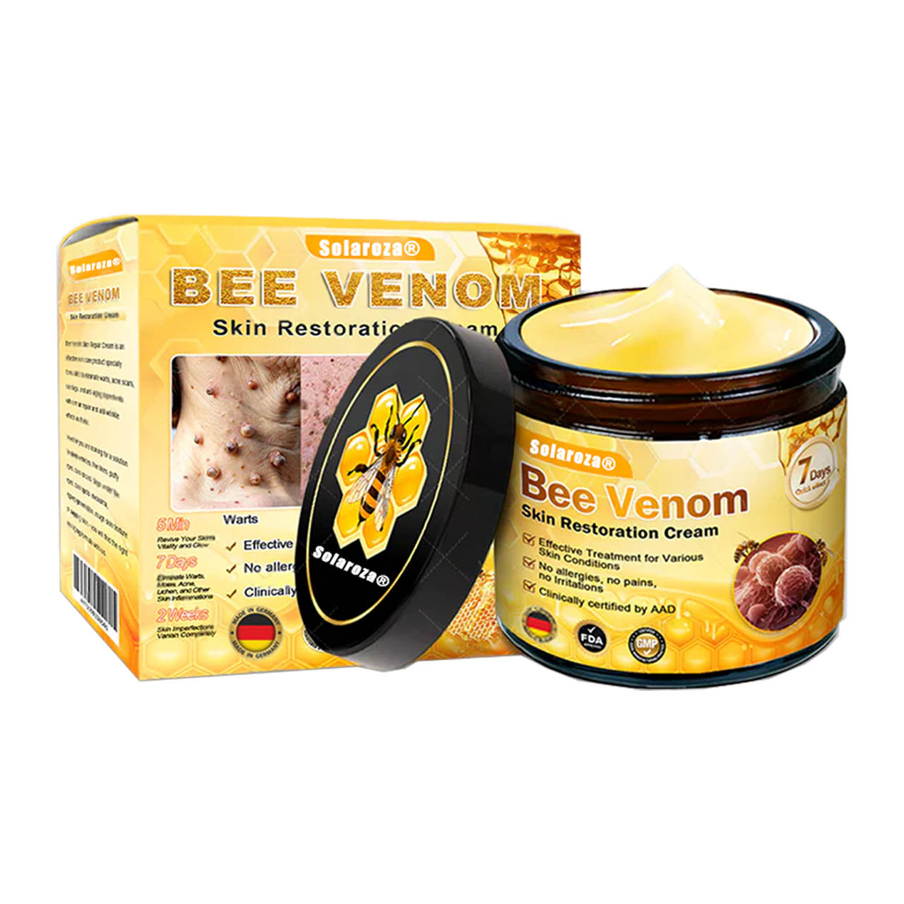 Hergestellt & versendet aus Deutschland 🇩🇪 Solaroza® Bienengift-Regenerationscreme. Starkes Anti-Aging. 100% Bienenfreundlich. ⏰ NUR NOCH HEUTE: 80% RABATT 💖