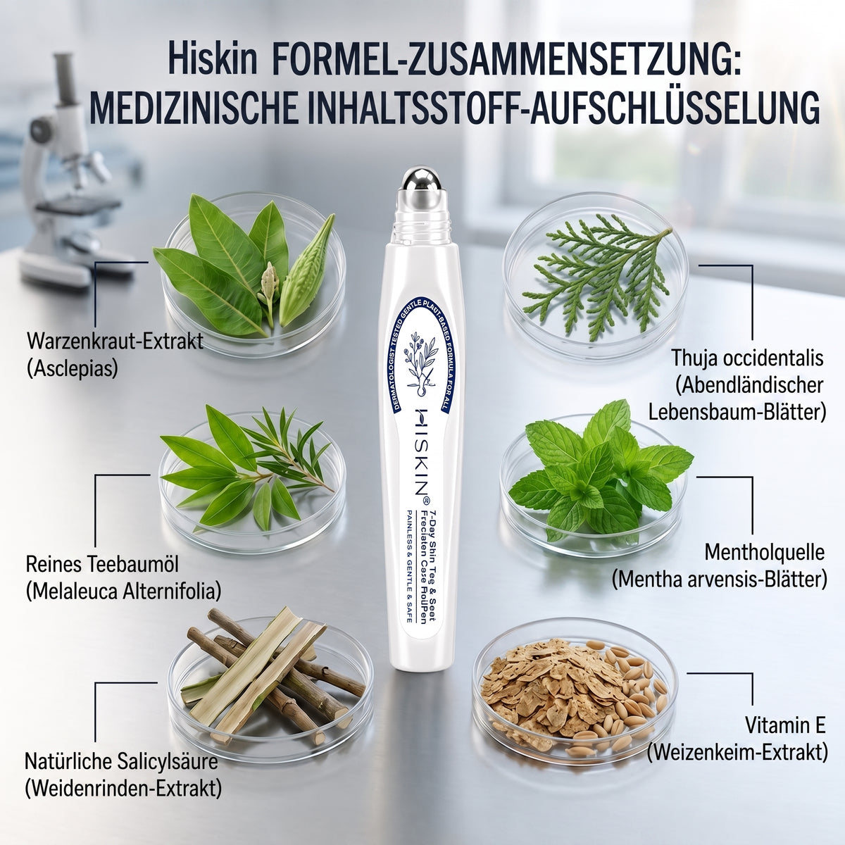 𝐇𝐈𝐒𝐊𝐈𝐍®👩‍⚕️ 7-Tage Skin Tag & Spot Eraser – Sanfte, präzise Pflege für sichtbare Hautunregelmäßigkeiten mit Roll-on-Applikator
