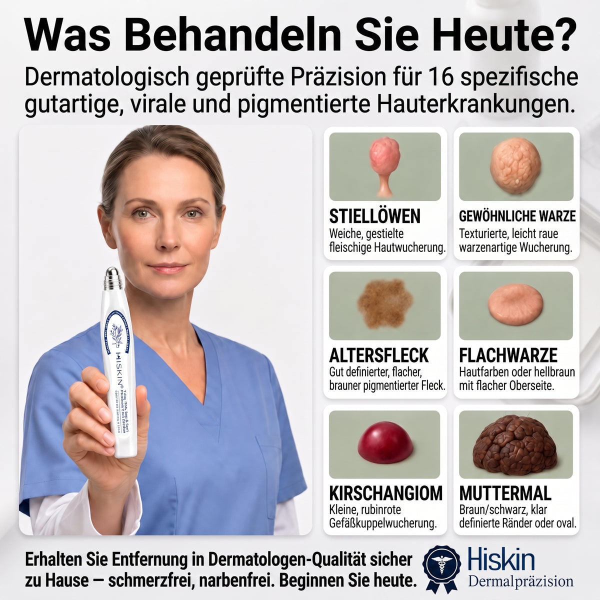 𝐇𝐈𝐒𝐊𝐈𝐍®👩‍⚕️ 7-Tage Skin Tag & Spot Eraser – Sanfte, präzise Pflege für sichtbare Hautunregelmäßigkeiten mit Roll-on-Applikator