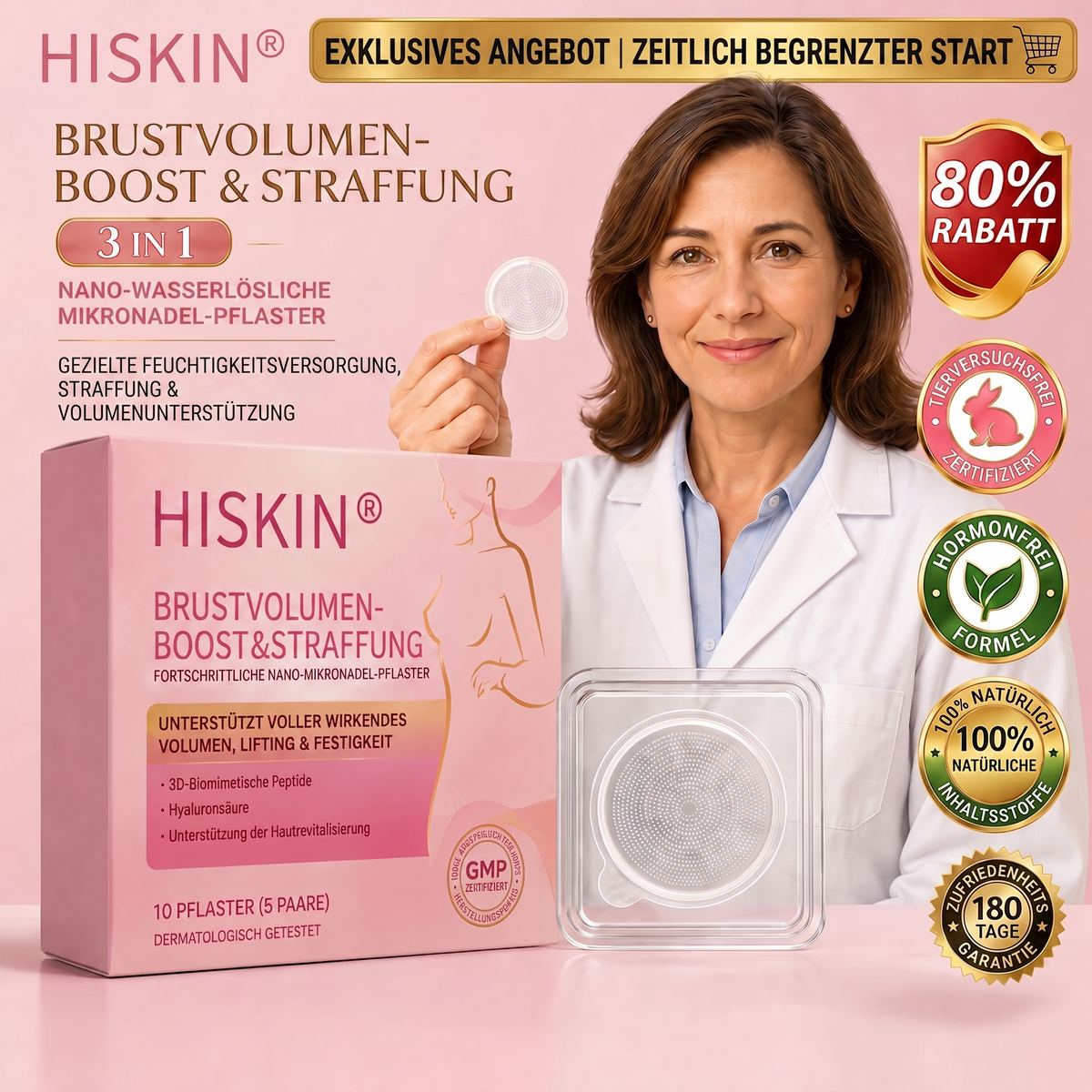 👩‍⚕️Brust-Straffung & Fülle HISKIN® & Fortgeschrittenes Nano-Mikronadel-Pflaster für gezielte